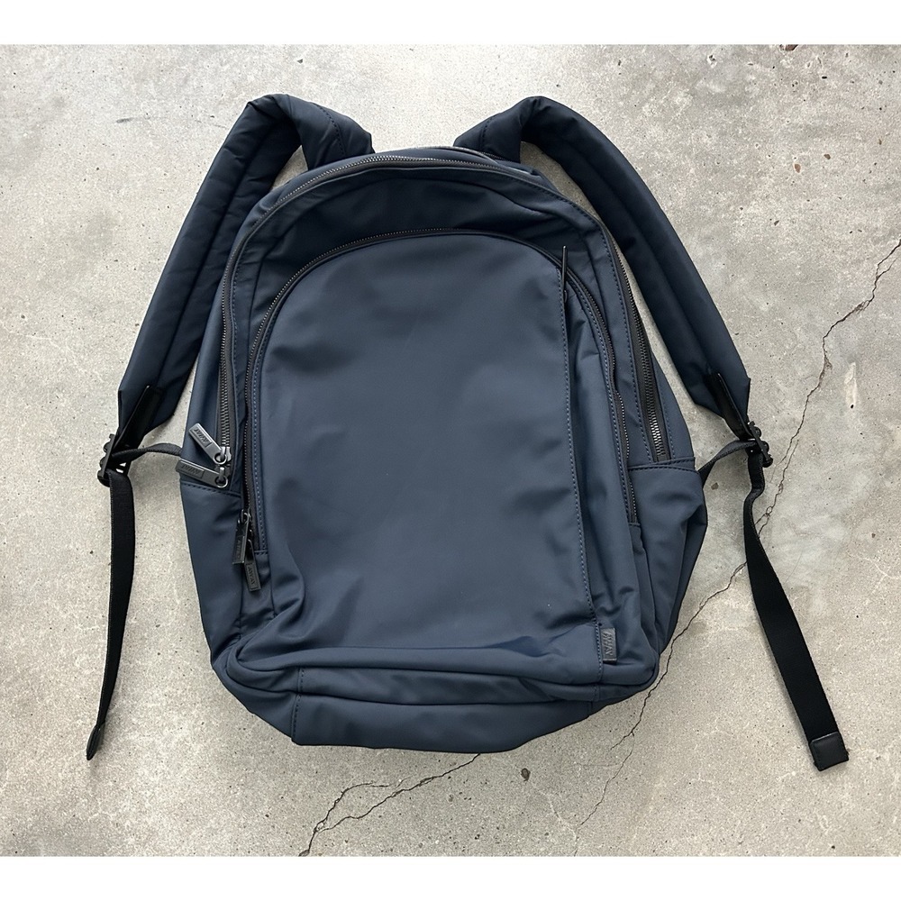 AWAY Travel The Everywhere Zip Backpack Navy Blue Laptop Drink Storage